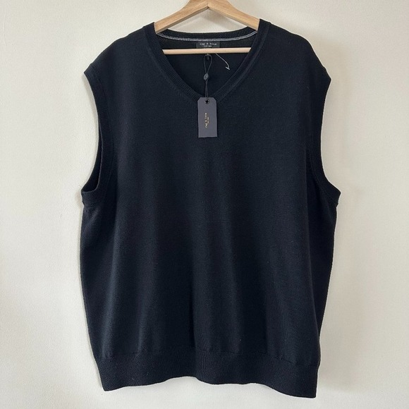 NWT Rag & Bone Men's Huxley Cashmere V-neck Sweater Black